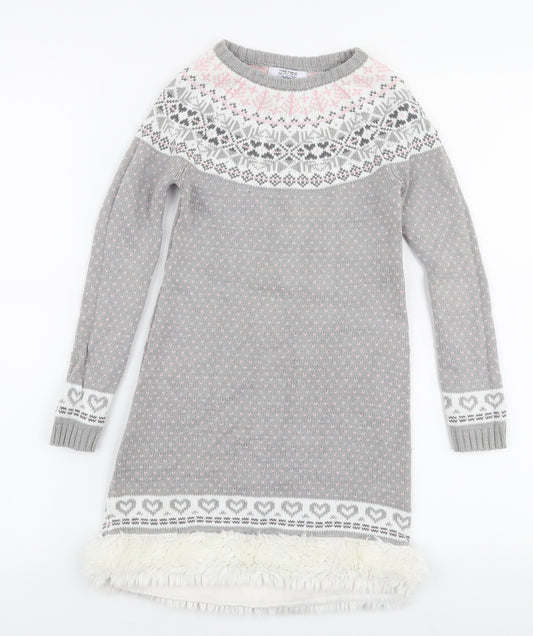 Miss mona mouse Girls Multicoloured Fair Isle Cotton A-Line  Size 4-5 Years  Round Neck Pullover