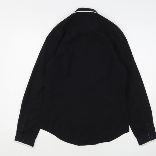 Burton  Mens Black  Polyester  Dress Shirt Size S Collared