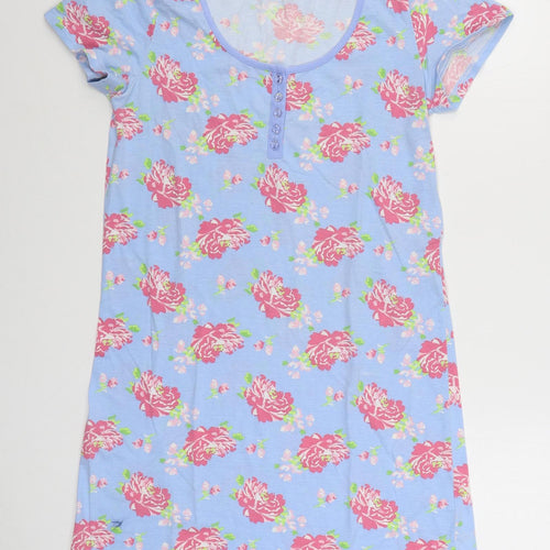 Peacocks Womens Blue Floral Polyester Top Nightshirt Size 10
