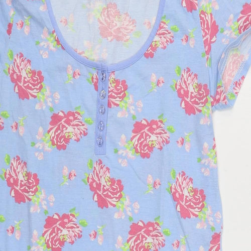 Peacocks Womens Blue Floral Polyester Top Nightshirt Size 10