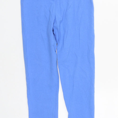 Marks and Spencer Girls Blue  Cotton Cropped Trousers Size 7-8 Years  Regular