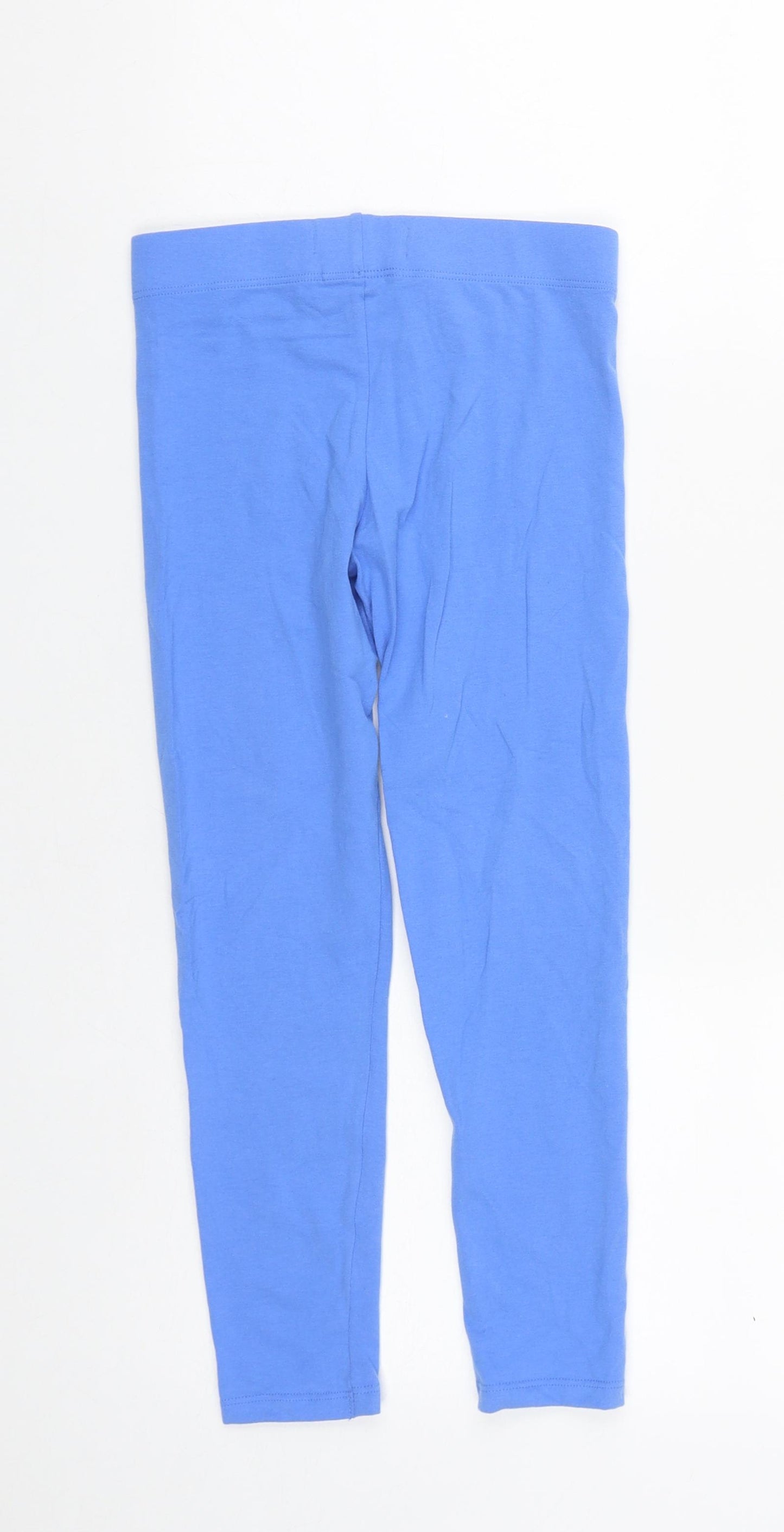 Marks and Spencer Girls Blue  Cotton Cropped Trousers Size 7-8 Years  Regular