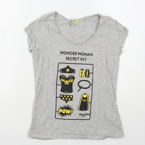 DC Comics Womens Grey  Cotton Basic T-Shirt Size M Round Neck - Wonder Woman