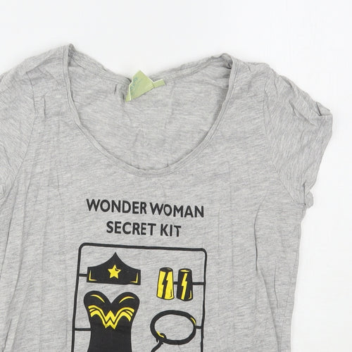 DC Comics Womens Grey  Cotton Basic T-Shirt Size M Round Neck - Wonder Woman