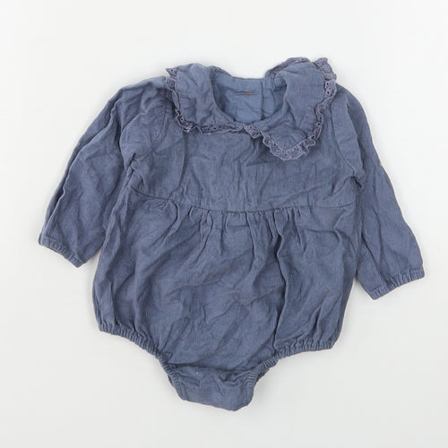 Matalan Girls Blue  Cotton Babygrow One-Piece Size 3-6 Months  Snap