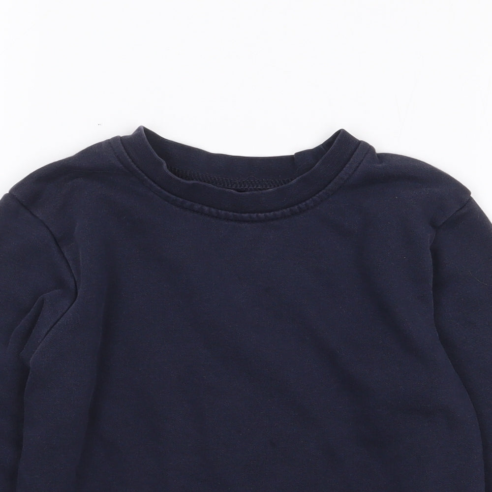 George Boys Blue Crew Neck  Cotton Pullover Jumper Size 5-6 Years  Pullover