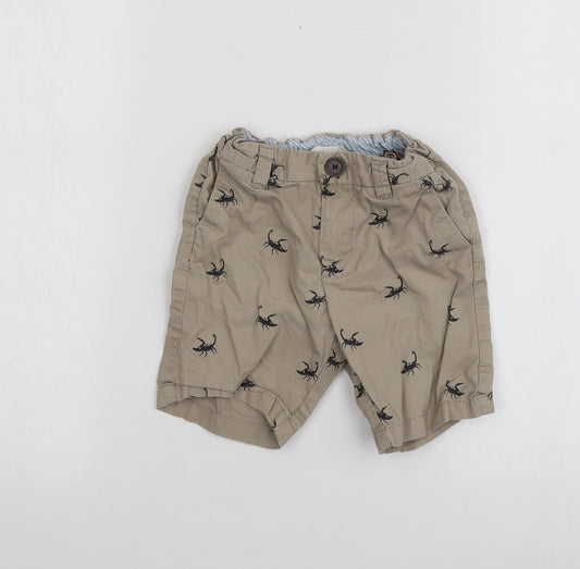 H&M Boys Brown Geometric 100% Cotton Chino Shorts Size 2-3 Years  Regular