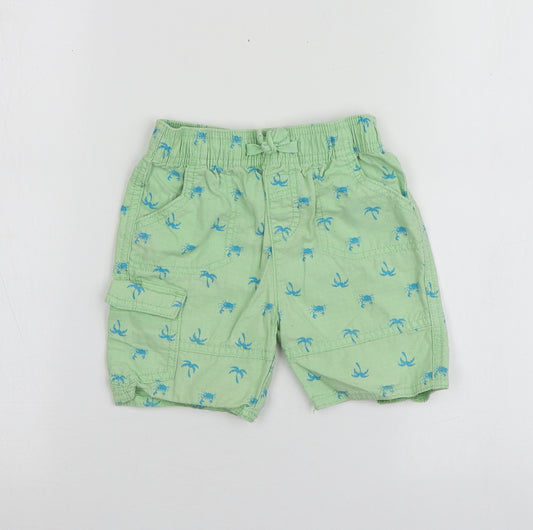 TU Boys Green Geometric 100% Cotton Chino Shorts Size 2 Years  Regular