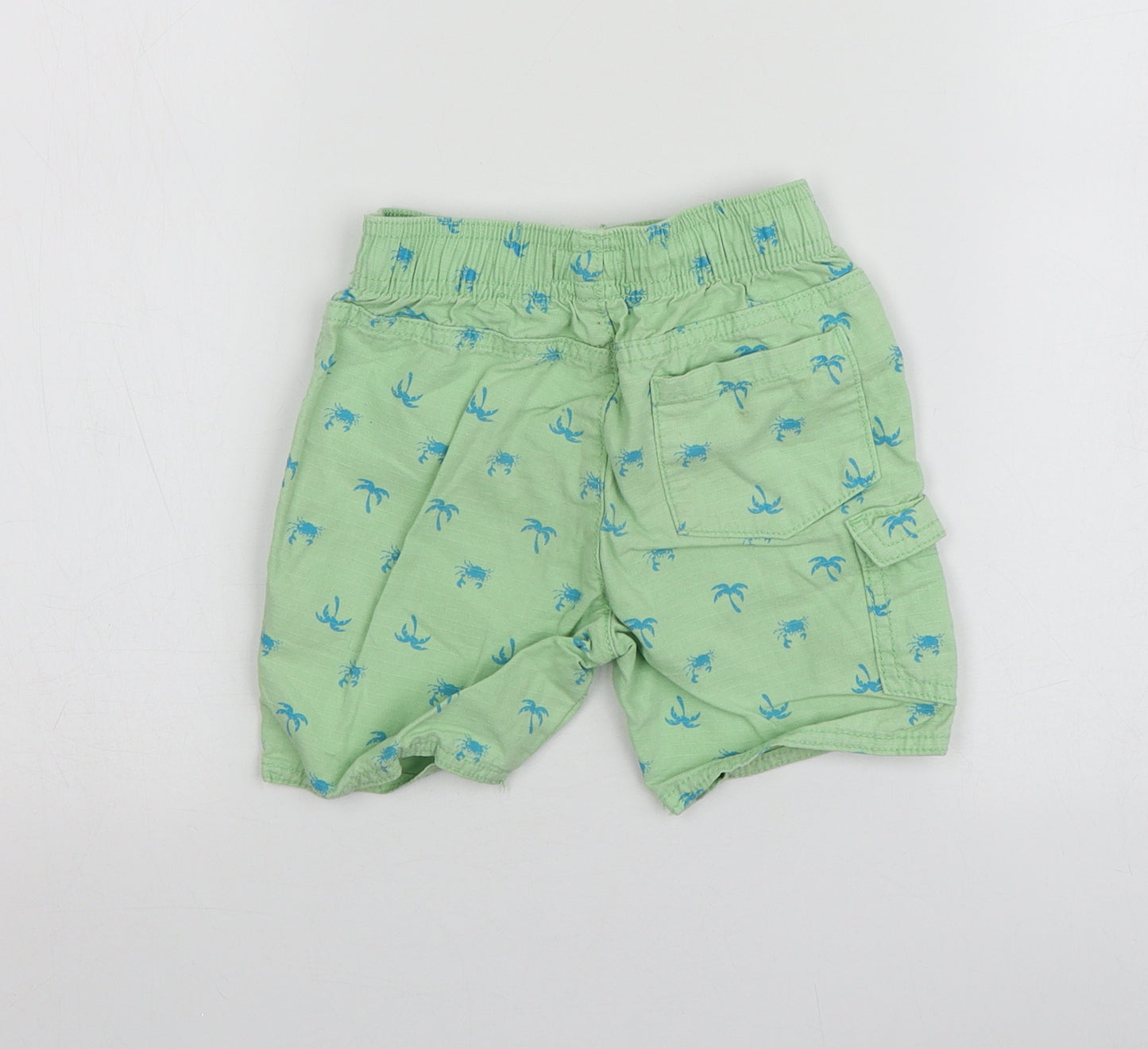 TU Boys Green Geometric 100% Cotton Chino Shorts Size 2 Years  Regular