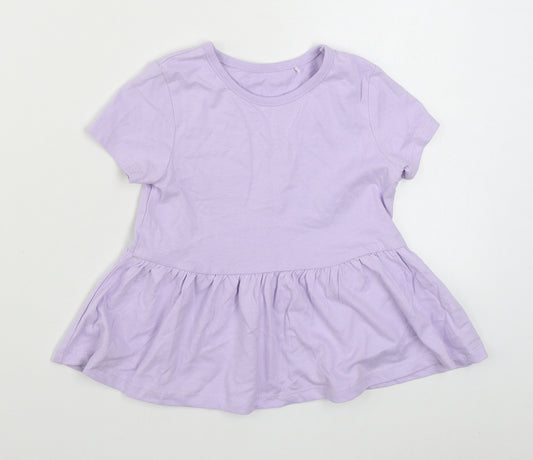 George Girls Purple  100% Cotton Skater Dress  Size 3-4 Years  Round Neck Pullover