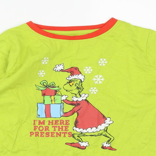 Dr. Seuss Boys Green Solid Cotton  Pyjama Top Size 6-7 Years   - The Grinch christmas
