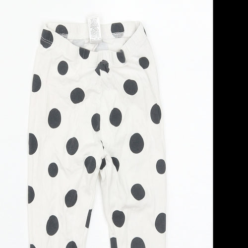 Dunnes Stores Girls White Polka Dot Cotton Cropped Trousers Size 3-4 Years  Regular