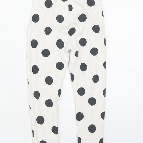 Dunnes Stores Girls White Polka Dot Cotton Cropped Trousers Size 3-4 Years  Regular