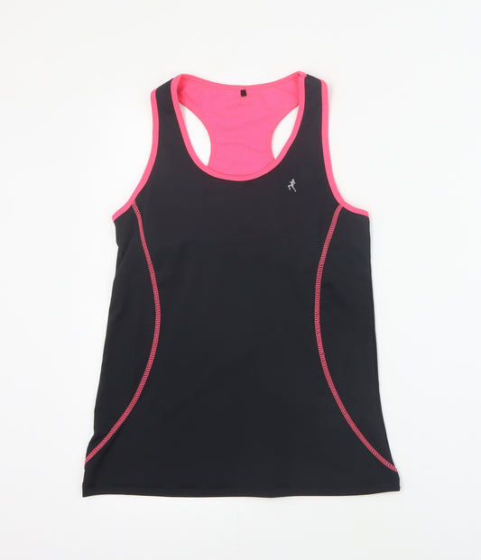 Workout Womens Black  Polyester Basic Tank Size 8 Round Neck Pullover
