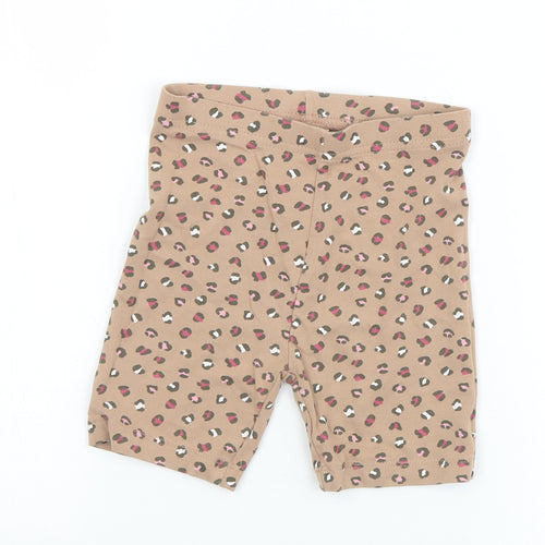 George Girls Brown Animal Print Cotton Sweat Shorts Size 5-6 Years  Regular