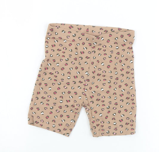 George Girls Brown Animal Print Cotton Sweat Shorts Size 5-6 Years  Regular