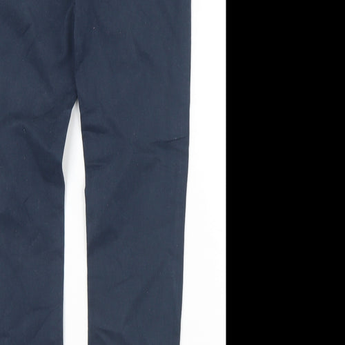 Dunnes Stores Mens Blue  Cotton Chino Trousers Size 26 in L27 in Regular Button