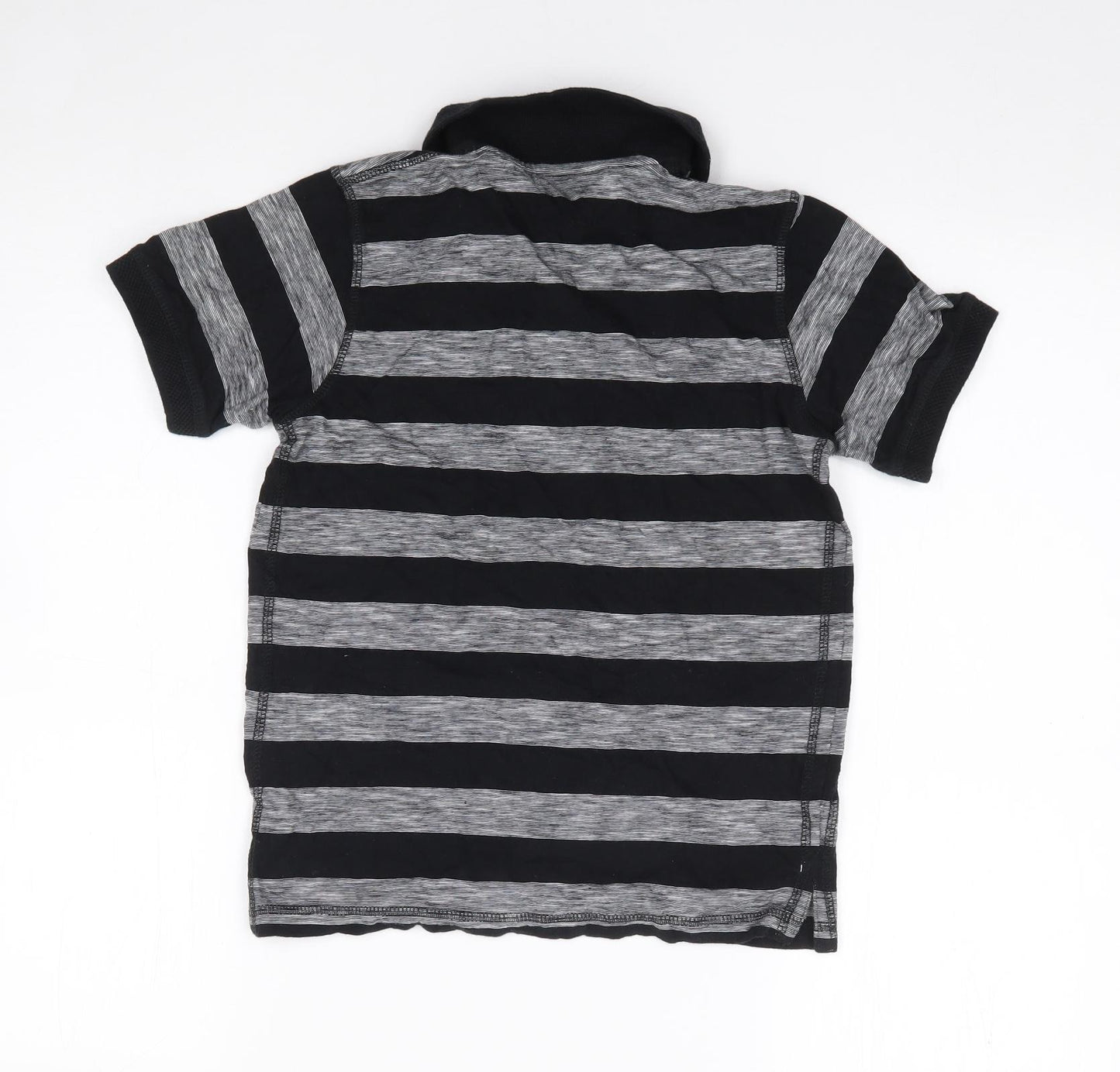 Dunes Boys Black Striped Cotton Pullover Polo Size 10-11 Years Collared Pullover