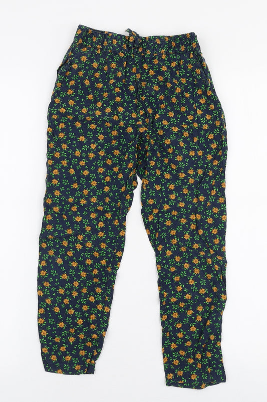 NEXT Girls Multicoloured Floral Viscose Jogger Trousers Size 9 Months  Slim Drawstring