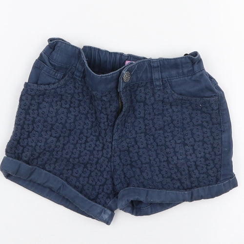 F&F Girls Blue  Cotton Mom Shorts Size 5-6 Years  Regular Zip