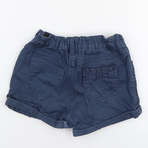 F&F Girls Blue  Cotton Mom Shorts Size 5-6 Years  Regular Zip