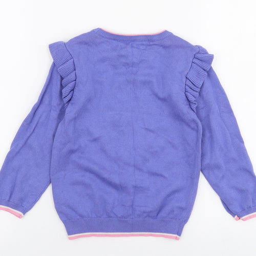 Hatley Girls Purple Round Neck  Cotton Pullover Jumper Size 4 Years  Pullover - Apple