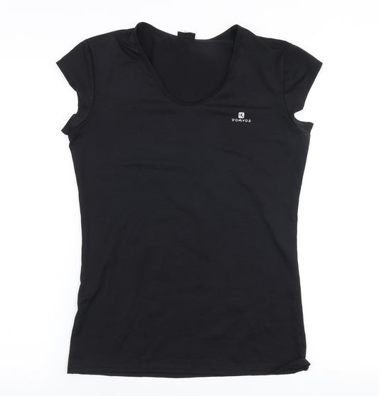 Preworn Womens Black  Polyester Basic T-Shirt Size S Round Neck Pullover