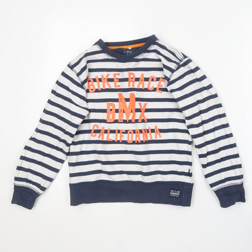 name it Boys Multicoloured Round Neck Striped Cotton Pullover Jumper Size 9-10 Years