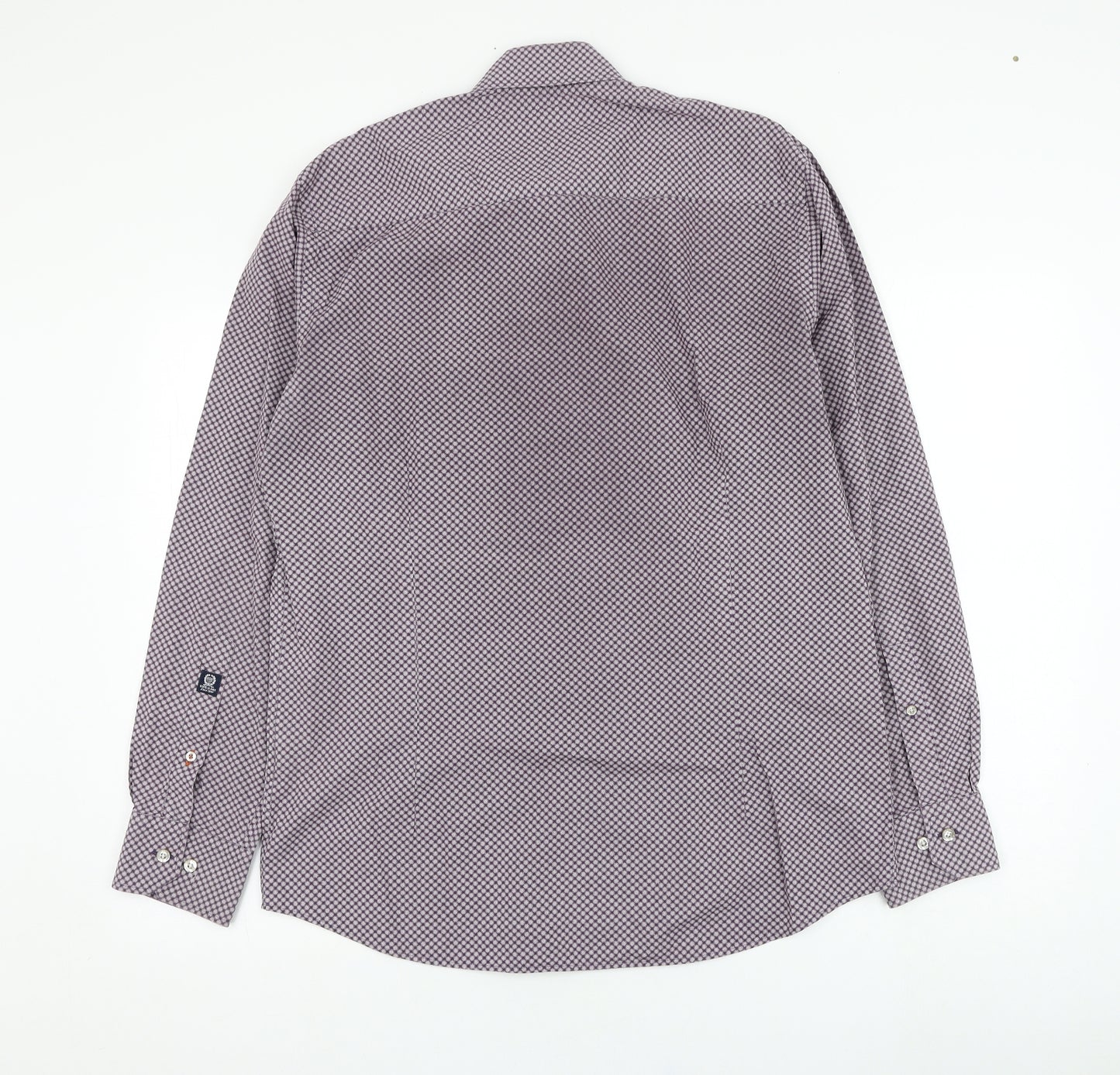 State of art Mens Purple Geometric Cotton  Dress Shirt Size M Collared Button