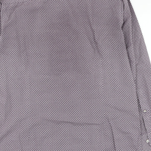 State of art Mens Purple Geometric Cotton  Dress Shirt Size M Collared Button