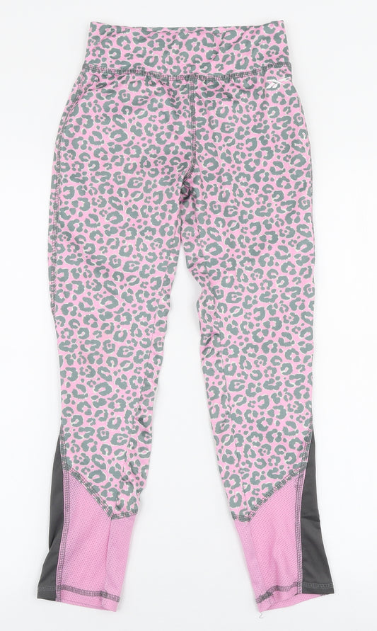 Reebok Girls Pink Animal Print Polyester Jogger Trousers Size 13-14 Years  Slim Pullover - Leggings