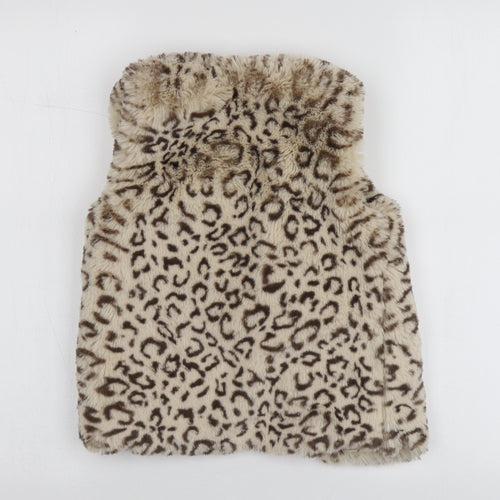 This Coat Belongs To Girls Beige Animal Print  Gilet Jacket Size 5-6 Years