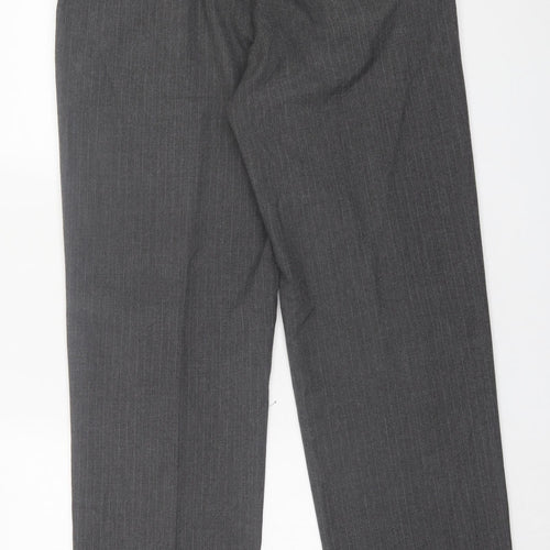 Dunnes Stores Mens Grey Striped Viscose Trousers  Size 36 in L31 in Regular Button