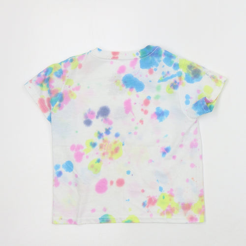 Hanes Girls Multicoloured  Cotton Basic T-Shirt Size XS Crew Neck Pullover - Tie-dye