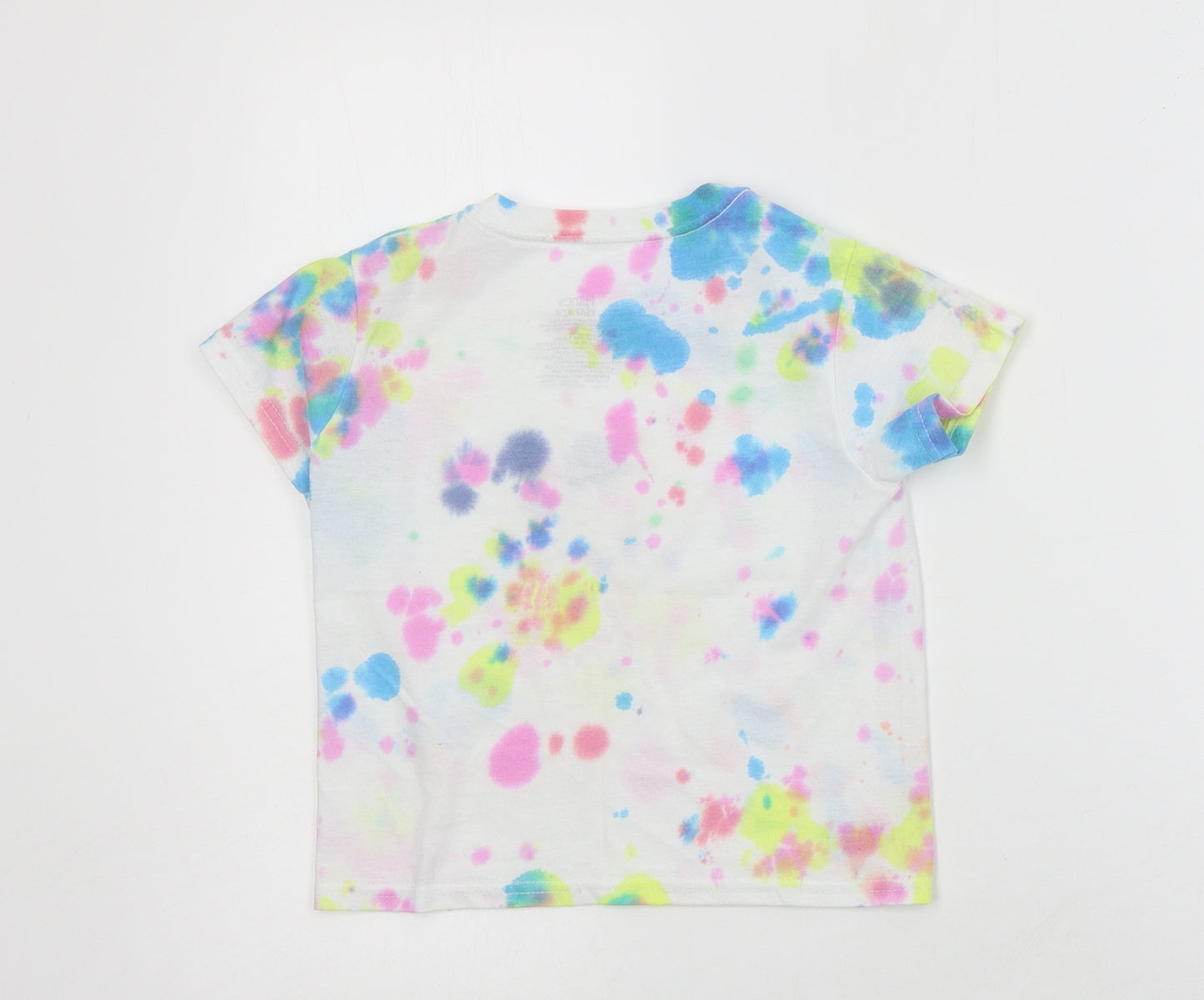 Hanes Girls Multicoloured  Cotton Basic T-Shirt Size XS Crew Neck Pullover - Tie-dye