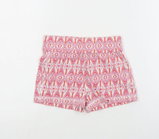 Dunnes Girls Red Geometric Cotton Hot Pants Shorts Size 5 Years  Regular