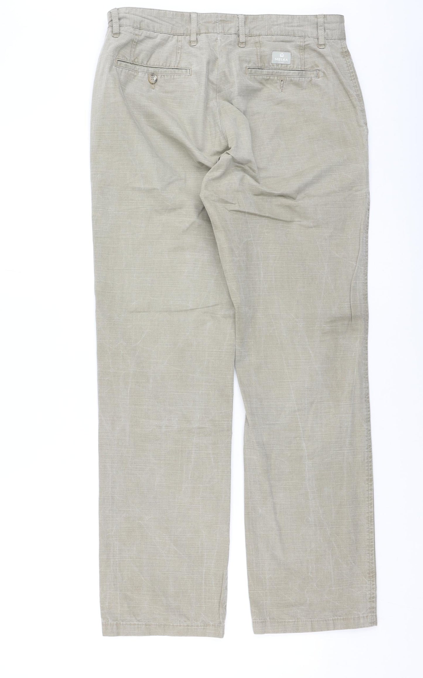 Melka Mens Beige  Cotton Trousers  Size 34 L31 in Regular