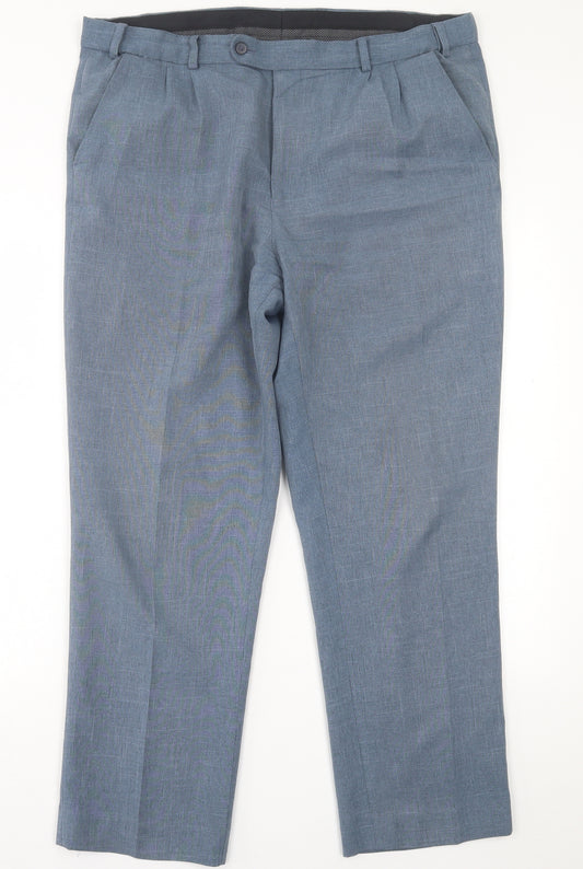 Matalan Mens Blue  Polyester Trousers  Size 36 in L29 in Regular Button