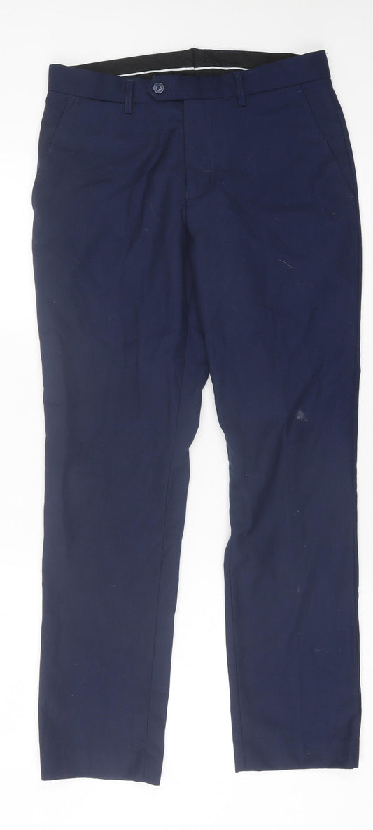 House Of Cavani Mens Blue  Polyester Trousers  Size 30 L29 in Regular Button - Short Leg