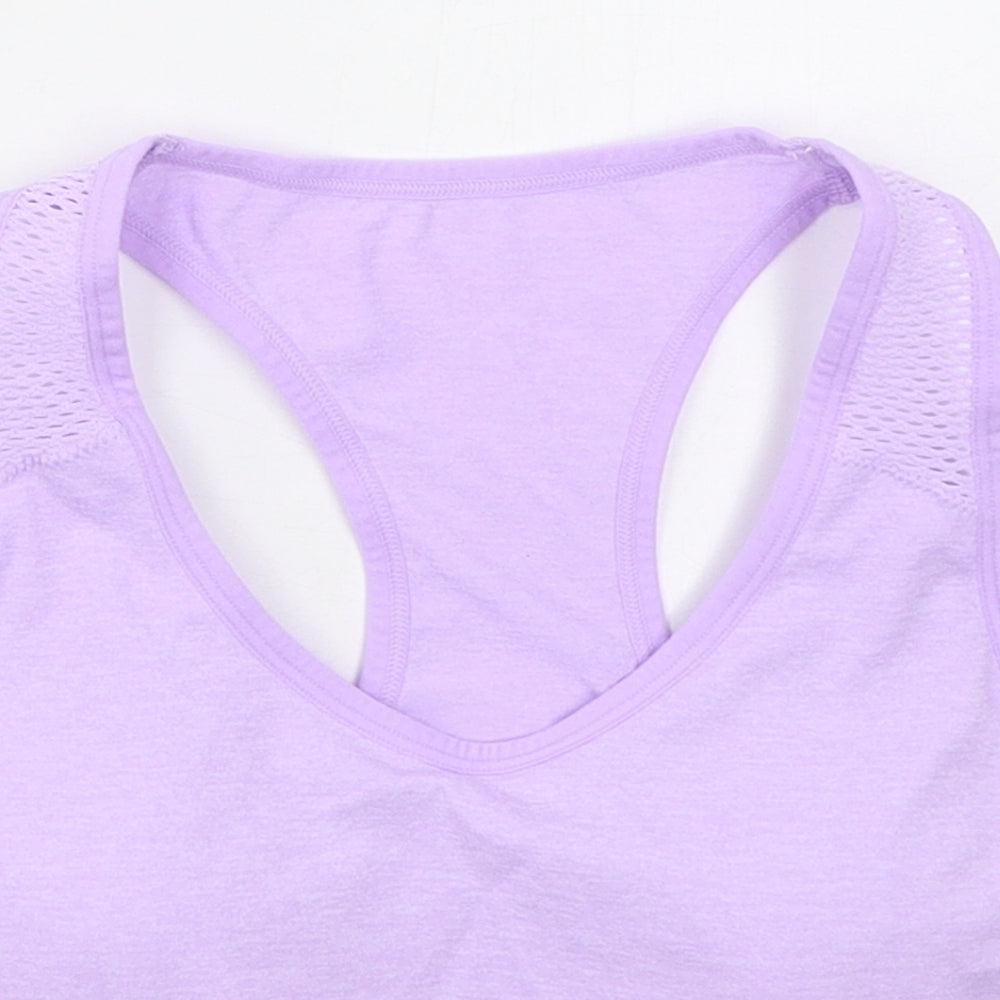 Dunnes Womens Blue Nylon Cropped Tank Size L Round Neck Pullover
