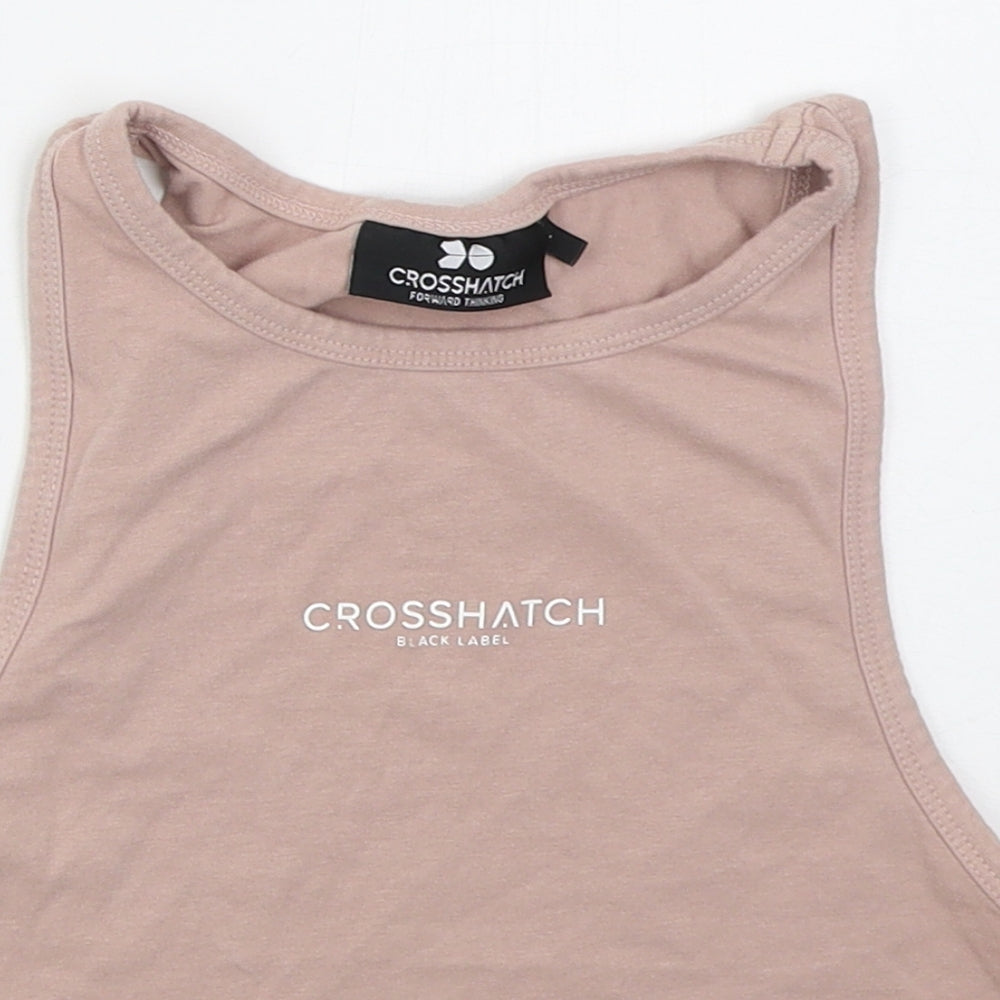 Crosshatch Womens Pink  Cotton Cropped Tank Size L Crew Neck Pullover