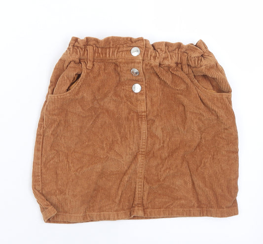 Matalan Girls Brown  Cotton A-Line Skirt Size 10 Years  Regular Button