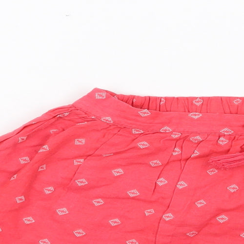 F&F Girls Pink Geometric Cotton Flare Skirt Size 6-7 Years  Regular Drawstring