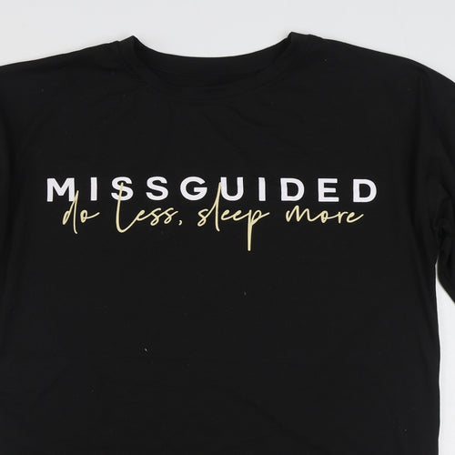 Missguided Womens Black Solid Cotton Top Nightshirt One Size