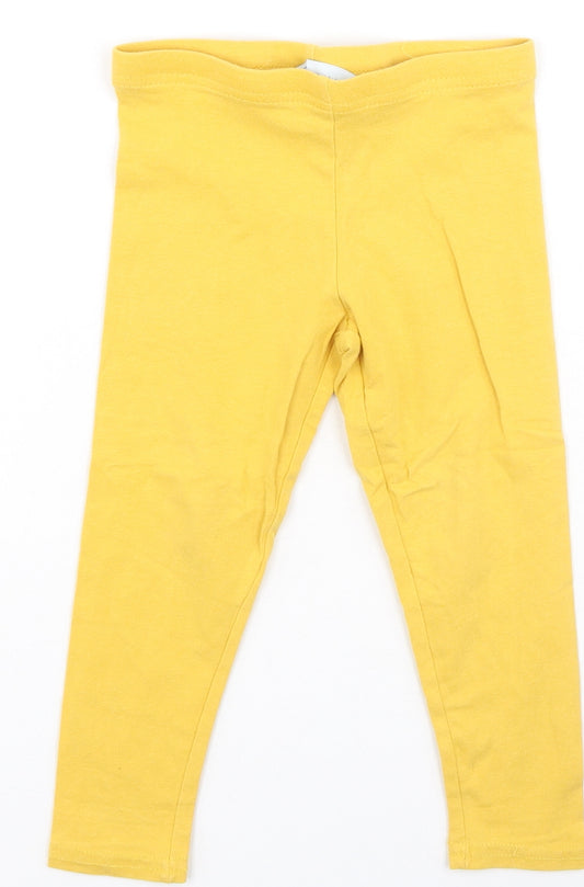 Dunnes Stores Girls Yellow  Cotton Jegging Trousers Size 2-3 Years  Regular