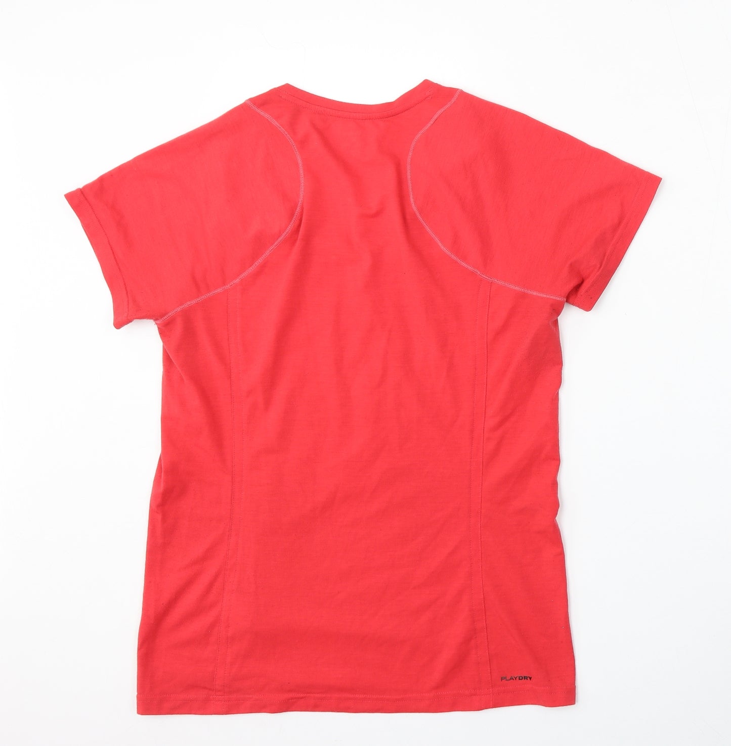 Reebok Womens Red  Polyester Basic T-Shirt Size M Round Neck