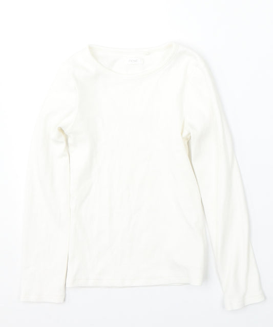 NEXT Girls White Round Neck  Cotton Pullover Jumper Size 7 Years