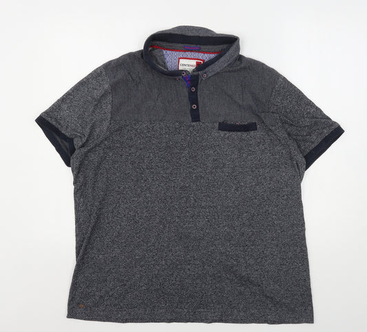 Cenrered Mens Grey  Cotton  Polo Size 2XL Collared