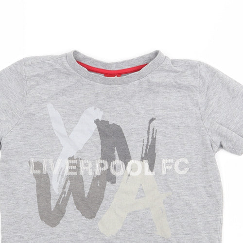 Liverpool FC Boys Grey  Cotton Jersey T-Shirt Size 7-8 Years Crew Neck Pullover