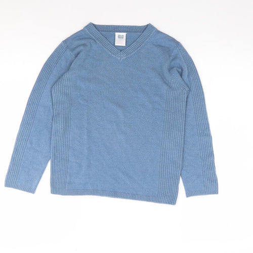 M&Co Boys Blue V-Neck  Acrylic Pullover Jumper Size 8-9 Years  Pullover - School Wear